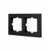 Рамка подвійна горизонтальна чорна Lezard серія Vesna 742-4200-147 фото 1